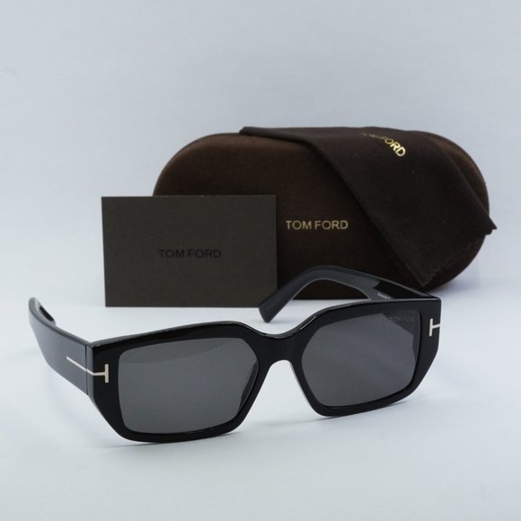 Tom Ford Silvano-02 FT0989 01A Sunglasses Black Rectangle Frame, Smoke Lenses - Picture 10 of 10